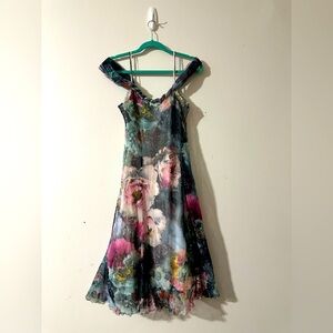 Komarov Women’s Purple Watercolor Off The Shoulder Dress